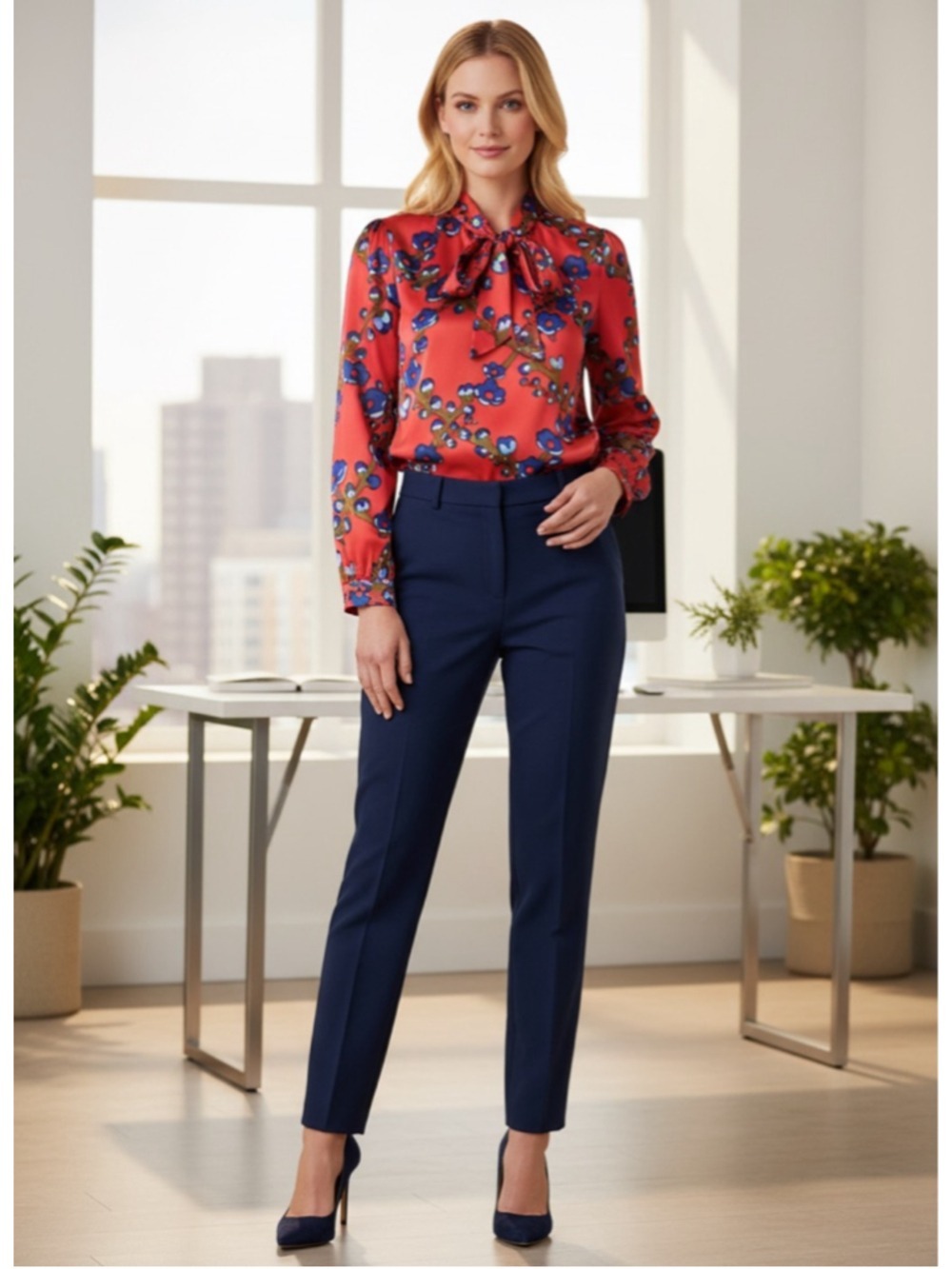 J.Crew Tie Neck Lattice Floral Blouse Medium Long Sleeve Boho Feminine Top
